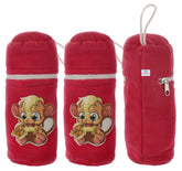 Heart Home Cartoon Printed Soft Velvet Stretchable Baby Feeding Bottle Cover With Easy to Hold Strap, Pack of 3 (Pink)